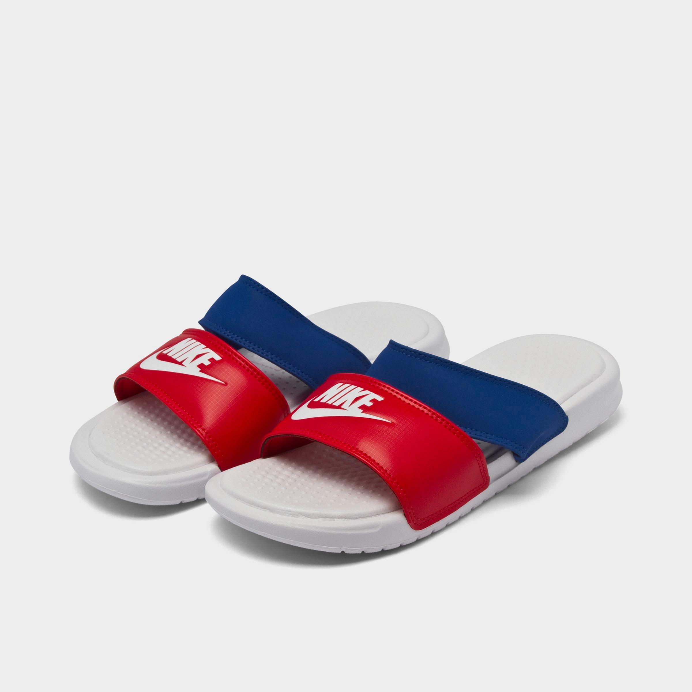 white nike double strap slides