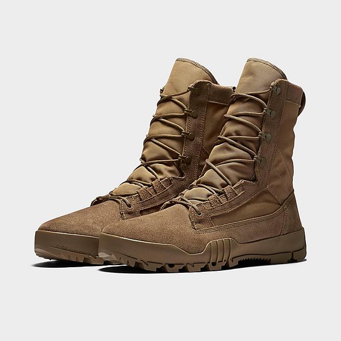 Three Quarter view of Men's Nike SFB Jungle Leather Tactical Boots in Coyote/Coyote Click to zoom