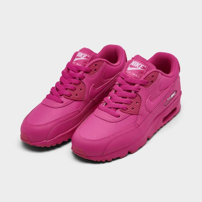 Girls' air max 90 leather shoe 2025 - laser fuchsia