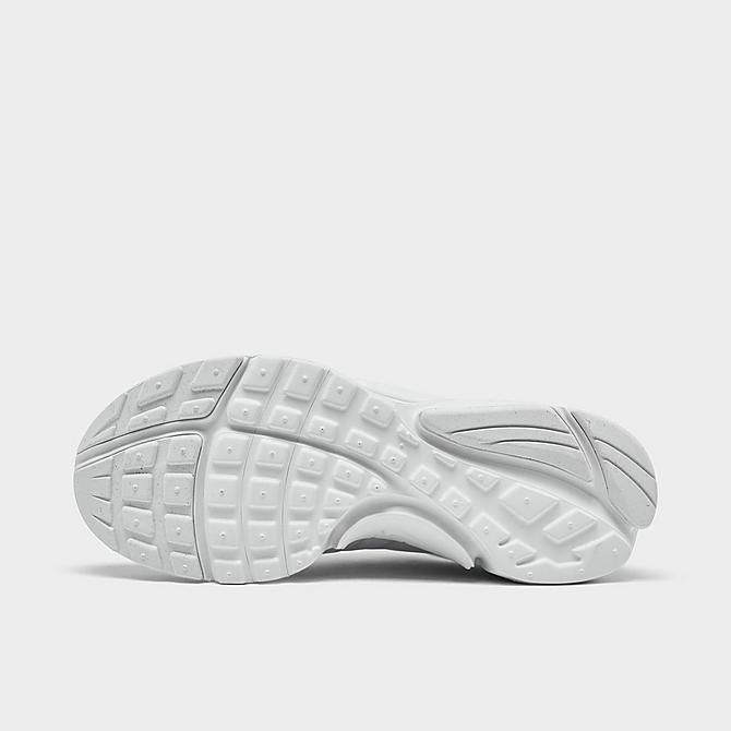 Bottom view of Boys' Big Kids' Nike Presto Casual Shoes in White/White/White Click to zoom