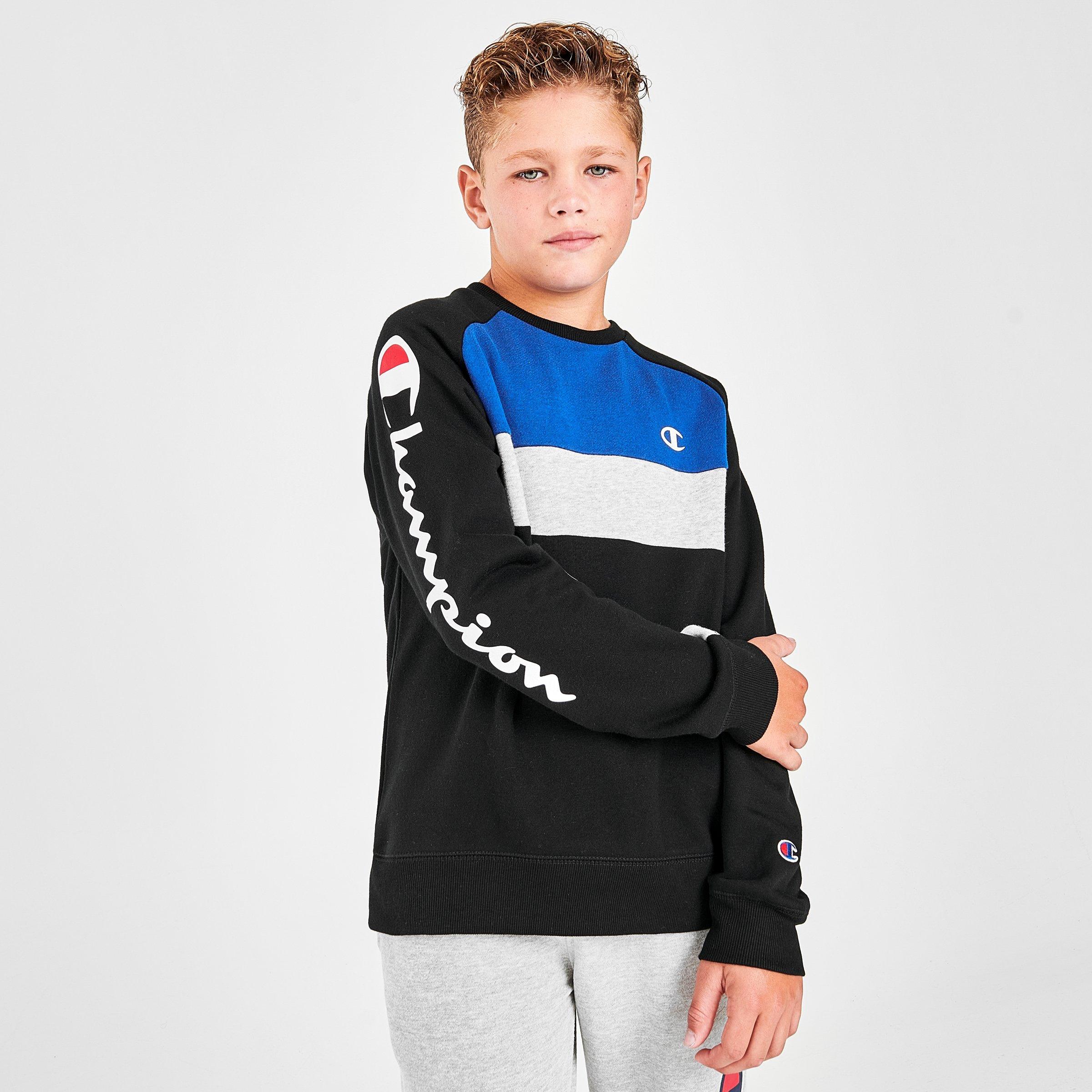 champion script logo black crew neck sweatshirt
