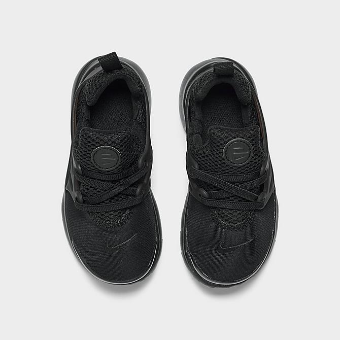 Back view of Boys' Toddler Nike Little Presto Casual Shoes in Black/Black/Black Click to zoom