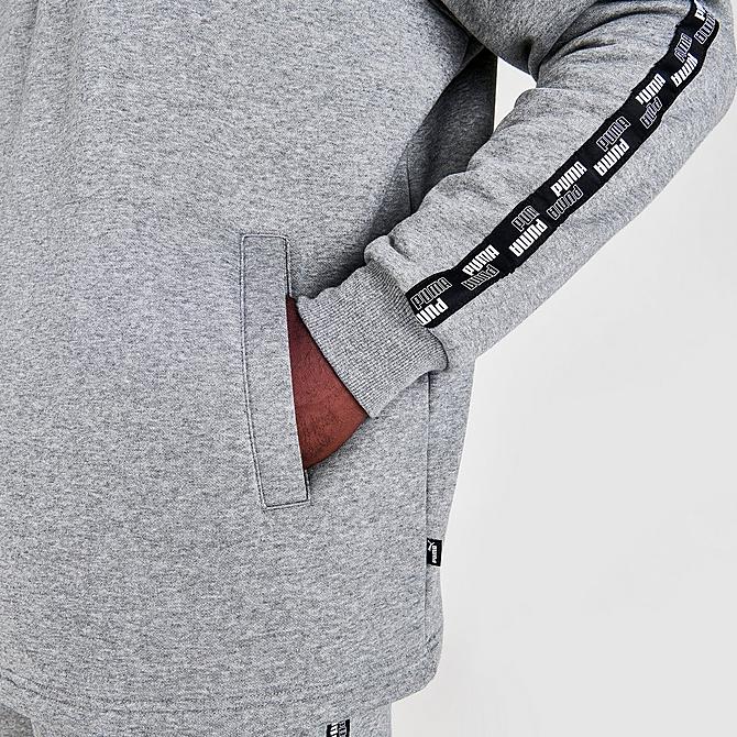 On Model 6 view of Men's Puma Power Half-Zip Sweatshirt in Medium Grey Heather Click to zoom