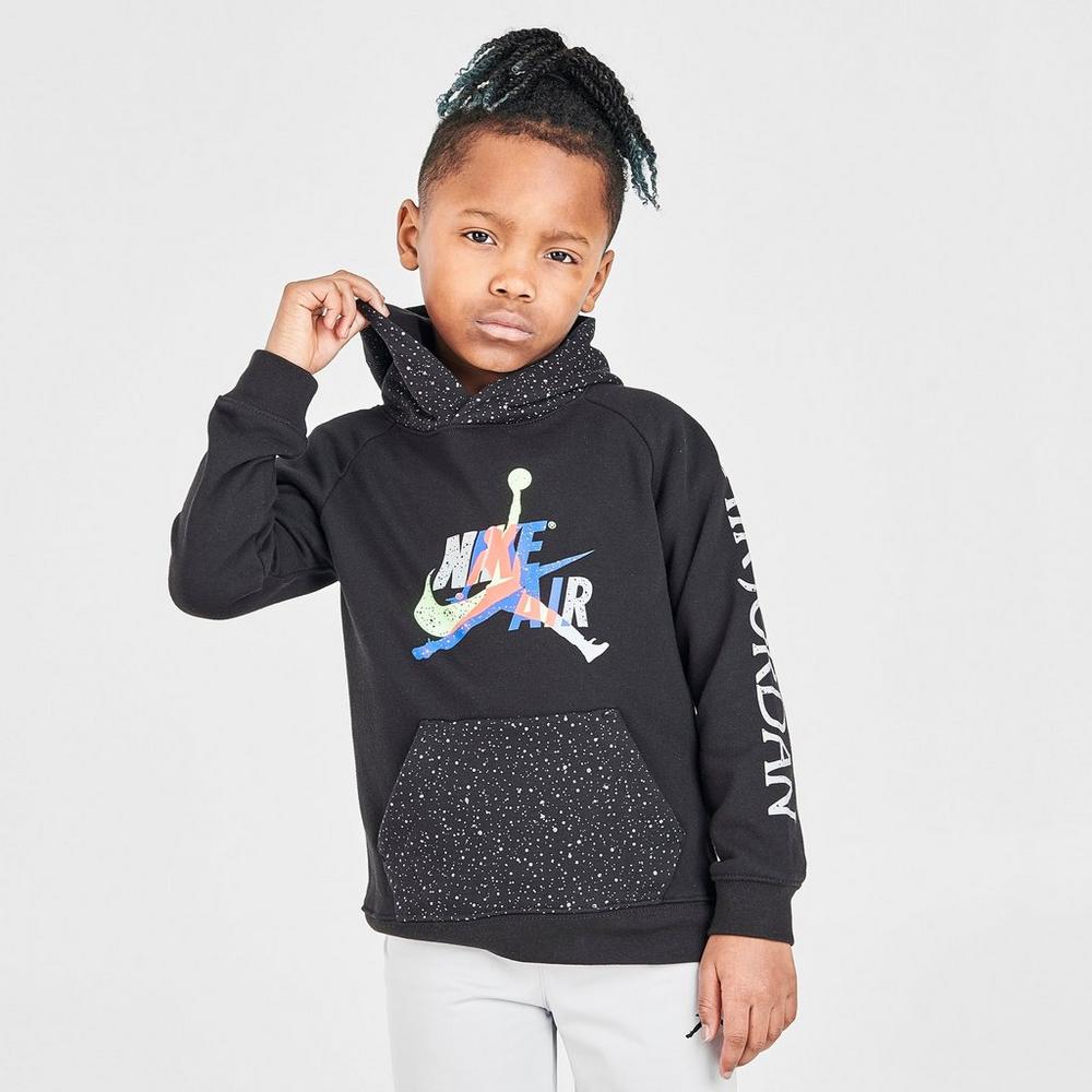 Up close Back Left view of Boys' Little Kids' Jordan Mashup Jumpman Classics Speckle Hoodie