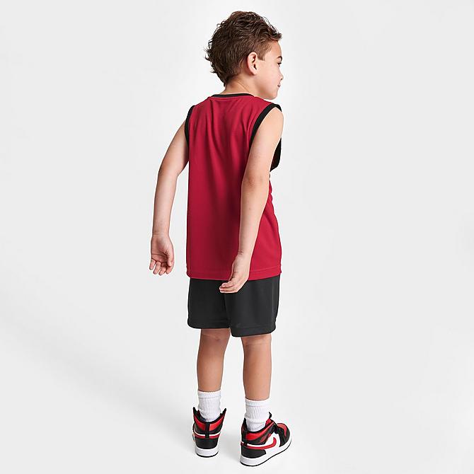 Front Three Quarter view of Boys' Little Kids' Jordan HBR Muscle Tank and Shorts Set in Red/Black Click to zoom