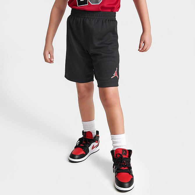 Back Right view of Boys' Little Kids' Jordan HBR Muscle Tank and Shorts Set in Red/Black Click to zoom