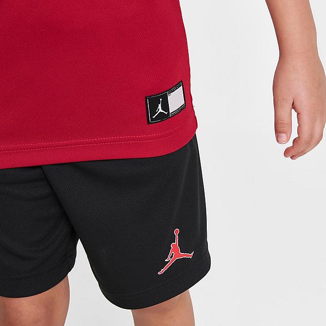 On Model 6 view of Boys' Little Kids' Jordan HBR Muscle Tank and Shorts Set in Red/Black Click to zoom