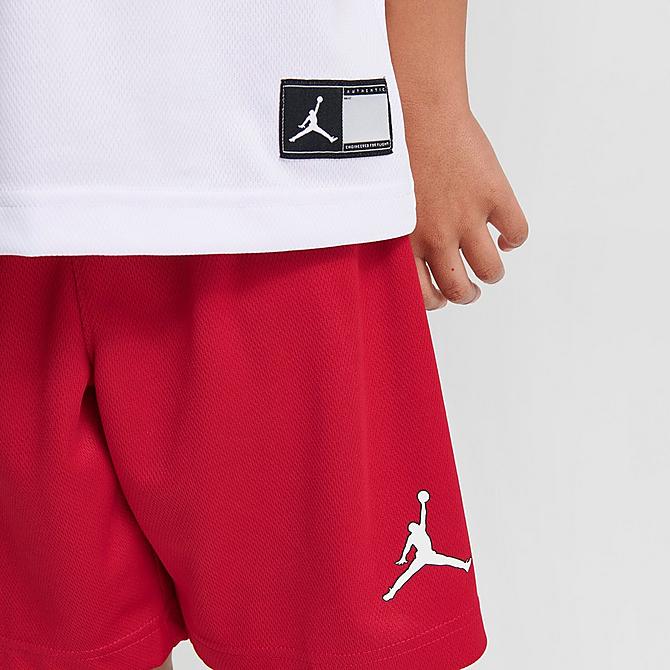 On Model 6 view of Boys' Little Kids' Jordan HBR Muscle Tank and Shorts Set in White/Red Click to zoom