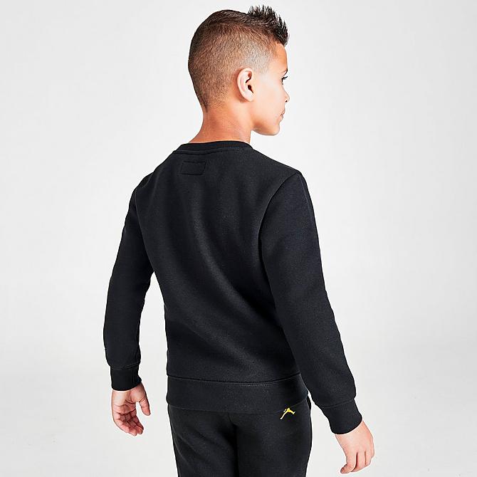 Back Right view of Boys' Little Kids' Jordan Jumpman by Nike Crewneck Sweatshirt in Black Click to zoom