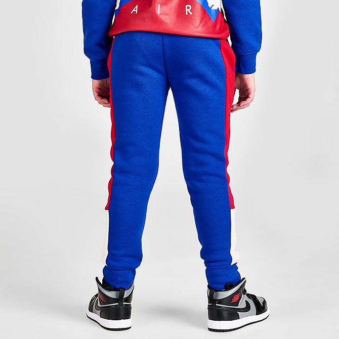 Back Right view of Boys' Little Kids' Jordan Wild Utility Jogger Pants in Racer Blue/Pearl White/Gym Red Click to zoom