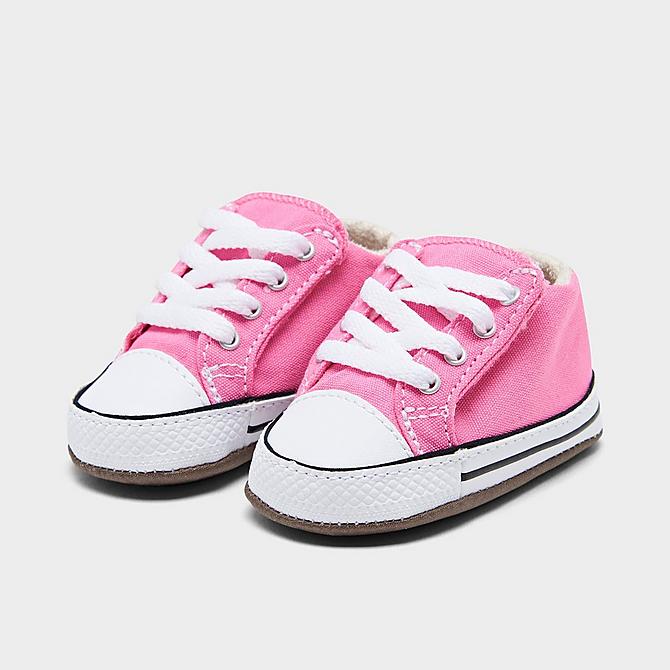 Three Quarter view of Girls' Infant Converse Chuck Taylor All Star Cribster Crib Booties in Pink Click to zoom
