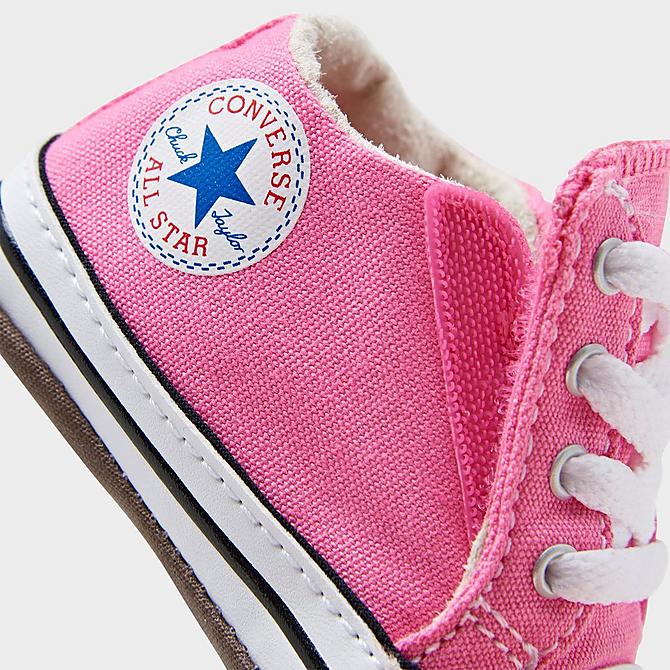 Front view of Girls' Infant Converse Chuck Taylor All Star Cribster Crib Booties in Pink Click to zoom