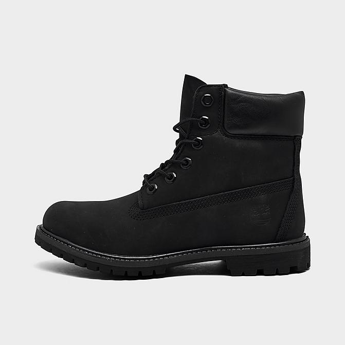 Right view of Women's Timberland 6 Inch Premium Waterproof Boots (Wide Width D) in Black Nubuck Click to zoom