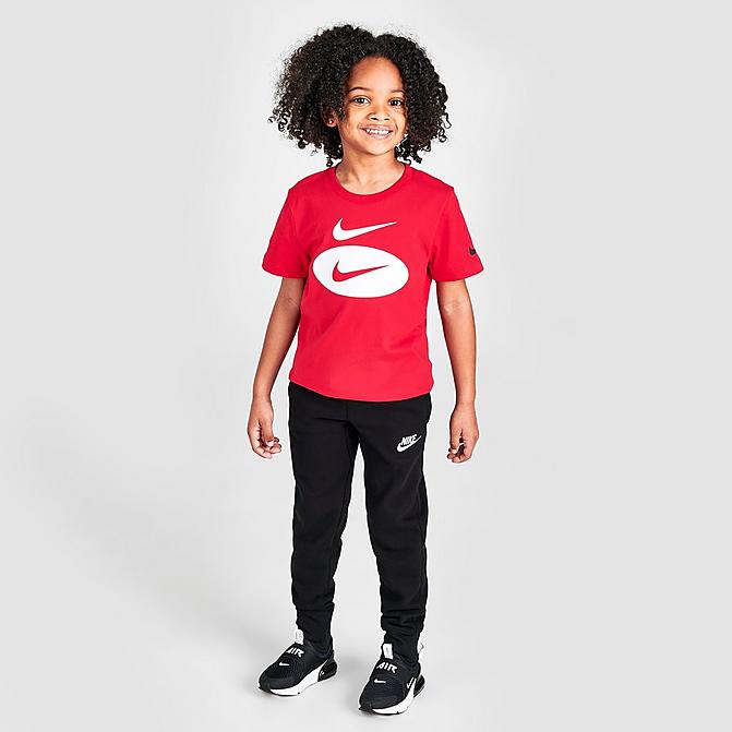 Front view of Boys' Little Kids' Nike Sportswear Club Fleece Jogger Pants in Black Click to zoom