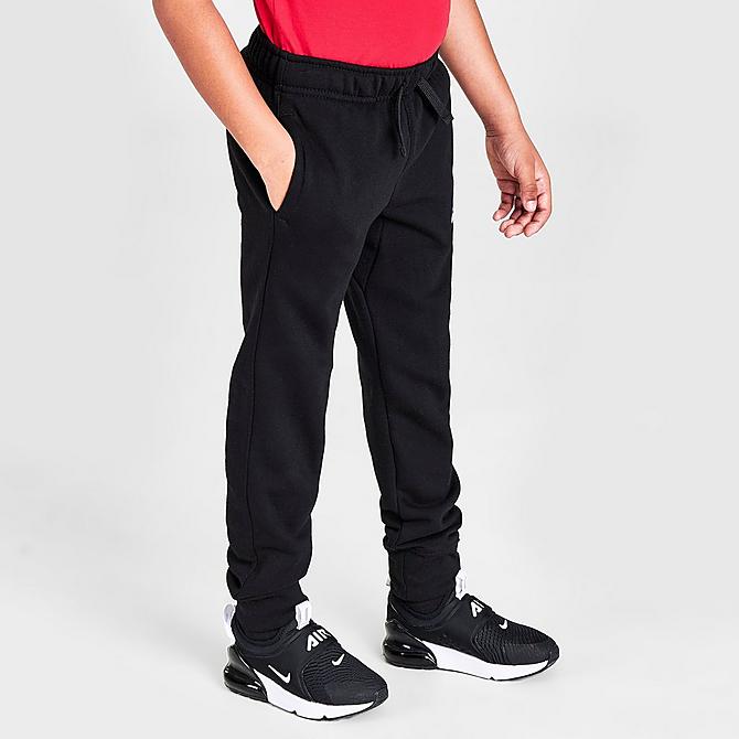 Back Left view of Boys' Little Kids' Nike Sportswear Club Fleece Jogger Pants in Black Click to zoom