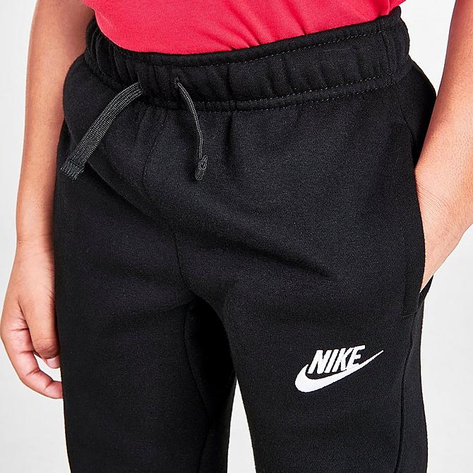 On Model 5 view of Boys' Little Kids' Nike Sportswear Club Fleece Jogger Pants in Black Click to zoom