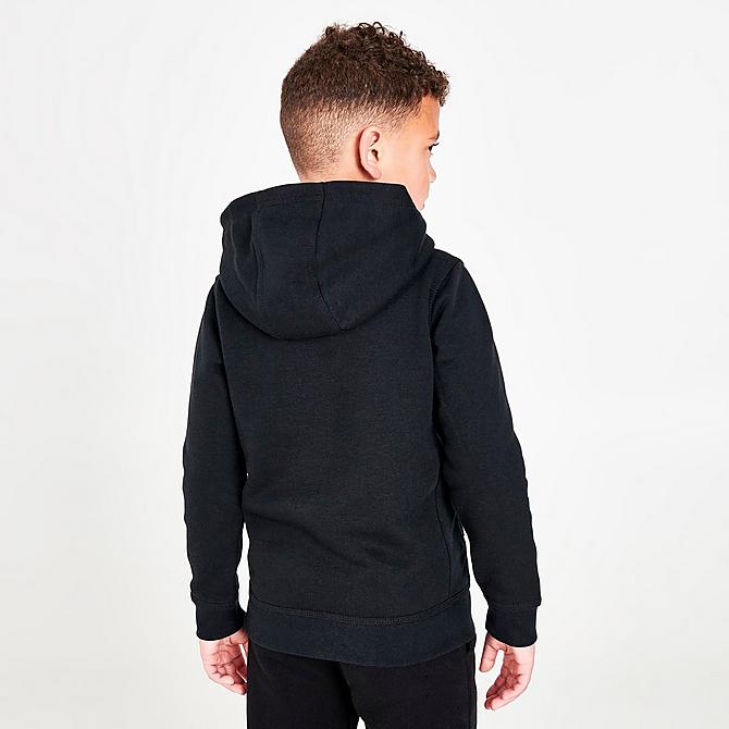 Back Right view of Little Kids' Nike Sportswear Club Fleece Pullover Hoodie in Black/Metallic Gold Click to zoom