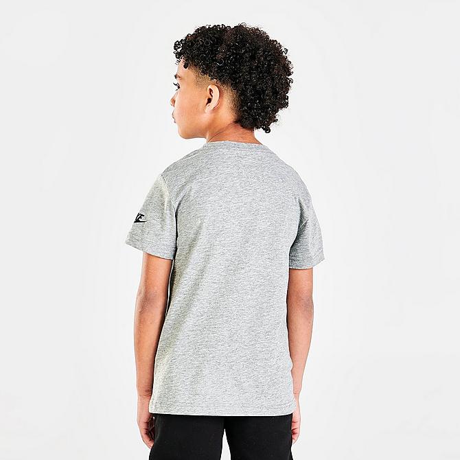 Back Right view of Boys' Little Kids' Nike Sportswear Tots Character T-Shirt in Heather Grey/Multi Click to zoom