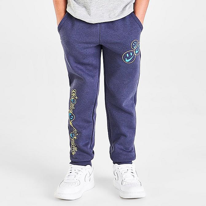 Front view of Boys' Little Kids' Nike Sportswear Extra Smile Jogger Pants in Thunder Blue Click to zoom