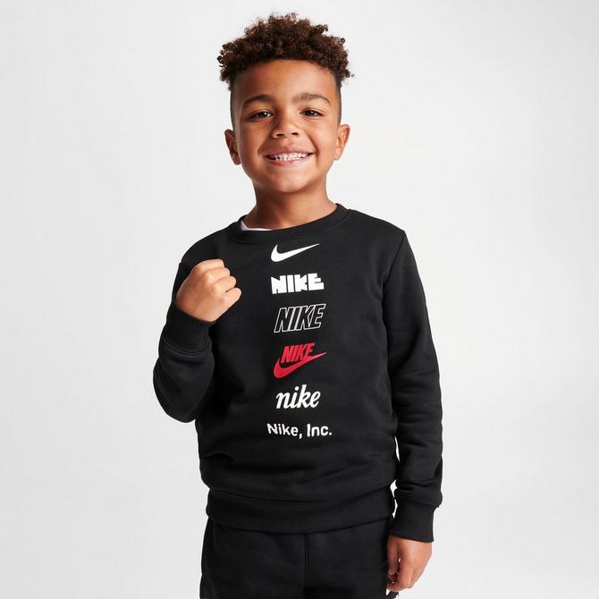 Little Kids Nike Multi Logo Crewneck Sweatshirt and Jogger Pants