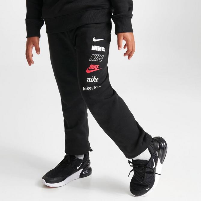 Little Kids' Nike Multi Logo Crewneck Sweatshirt and Jogger Pants Set