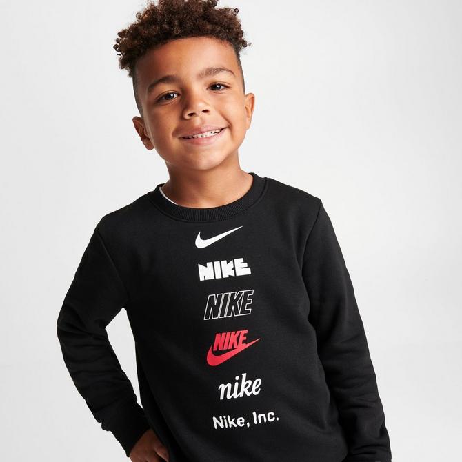 Little Kids' Nike Multi Logo Crewneck Sweatshirt and Jogger Pants Set ...