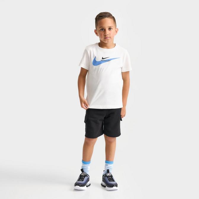 [angle] view of Little Kids' Nike Athletic Department T-Shirt and Cargo Shorts Set in Black/White Click to zoom