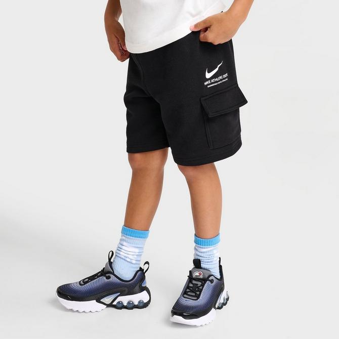 [angle] view of Little Kids' Nike Athletic Department T-Shirt and Cargo Shorts Set in Black/White Click to zoom