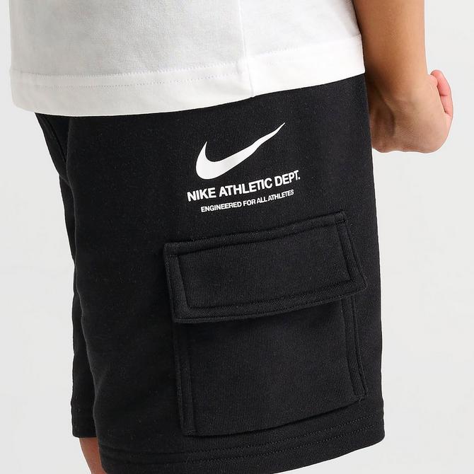 [angle] view of Little Kids' Nike Athletic Department T-Shirt and Cargo Shorts Set in Black/White Click to zoom