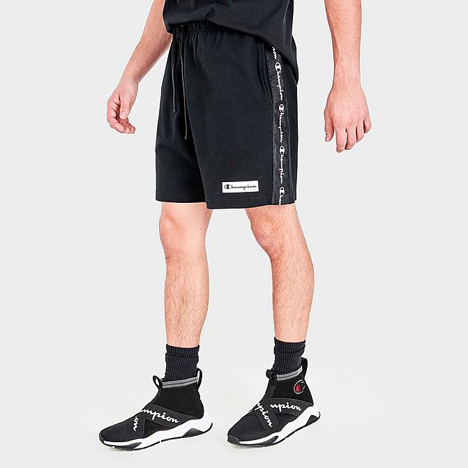 Front view of Men's Champion Heavyweight Jersey Shorts in Black Click to zoom