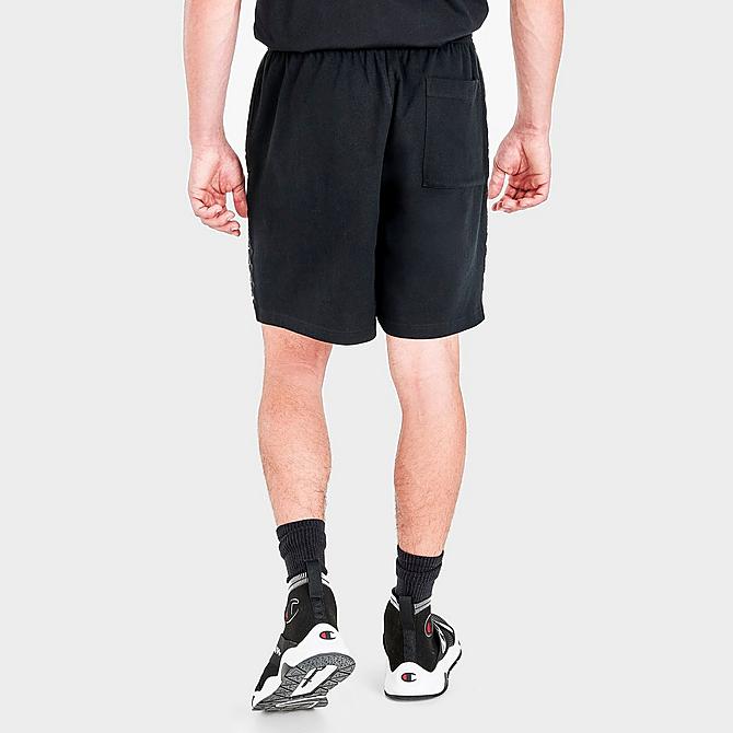 Back Right view of Men's Champion Heavyweight Jersey Shorts in Black Click to zoom