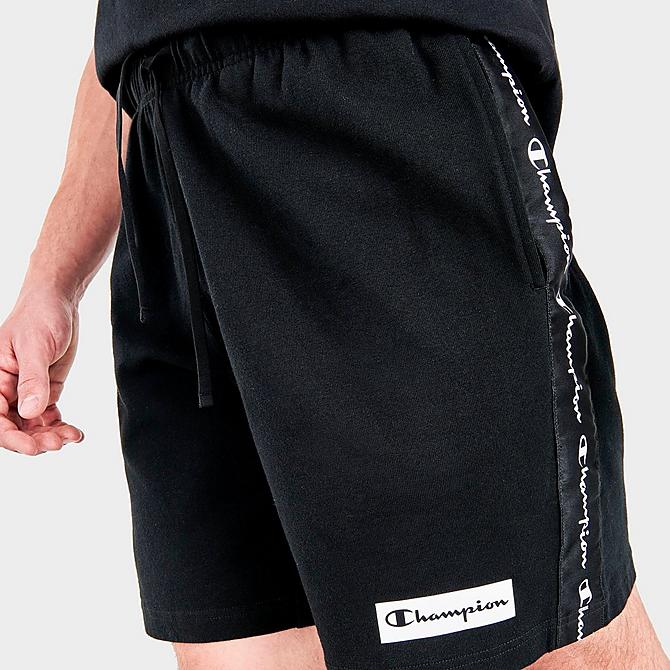 On Model 5 view of Men's Champion Heavyweight Jersey Shorts in Black Click to zoom