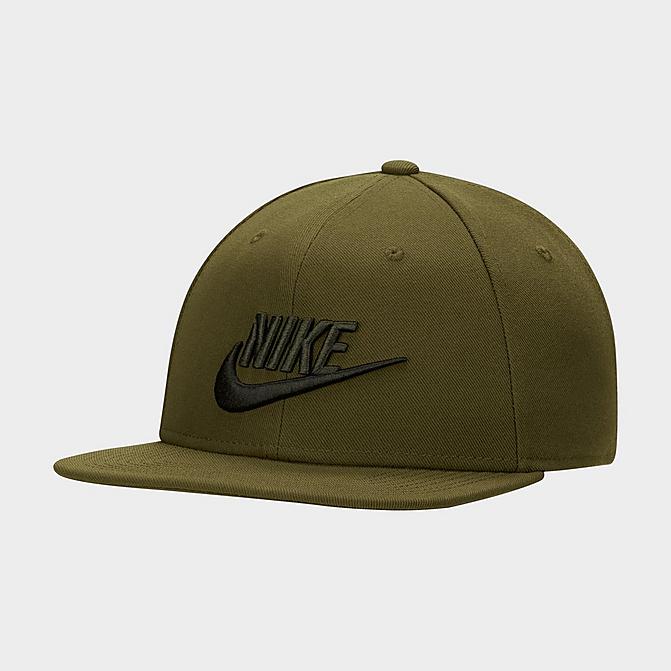 Right view of Unisex Nike Pro Futura Snapback Hat in Rough Green/Black/Sequoia Click to zoom