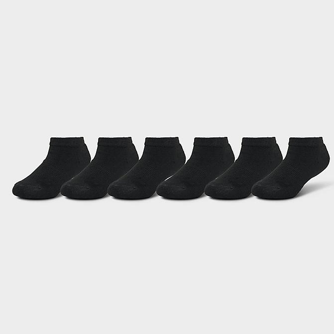 Front view of Kids' Toddler Finish Line Low-Cut Socks (6-Pack) in Black Click to zoom