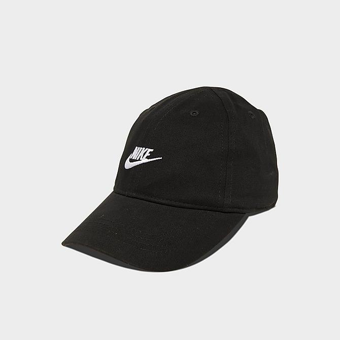 Front view of Kids' Nike Sportswear Heritage86 Futura Adjustable Hook-and-Loop Closure Hat in Black/White Click to zoom