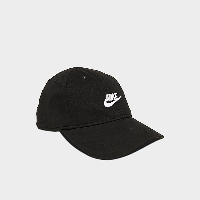 Left view of Kids' Nike Sportswear Heritage86 Futura Adjustable Hook-and-Loop Closure Hat in Black/White Click to zoom