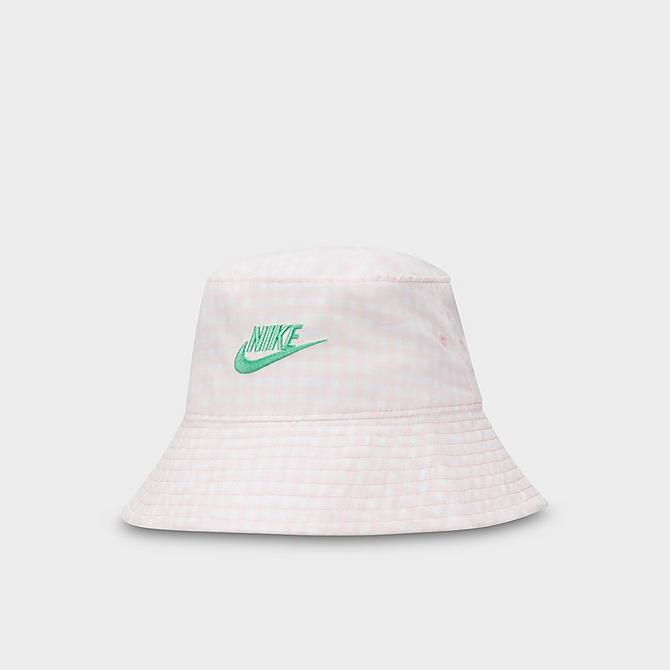 Three Quarter view of Kids' Nike Futura Bucket Hat in Pink Bloom Click to zoom