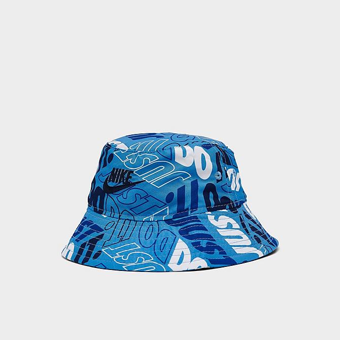 Three Quarter view of Kids' Nike Futura Bucket Hat in Blue Click to zoom