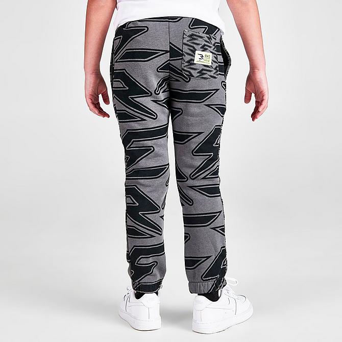 Back Right view of Boys' Little Kids' Nike RW3 Signature Jogger Pants in Iron Grey/Volt Click to zoom