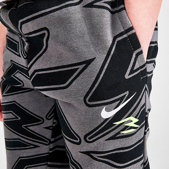 On Model 5 view of Boys' Little Kids' Nike RW3 Signature Jogger Pants in Iron Grey/Volt Click to zoom