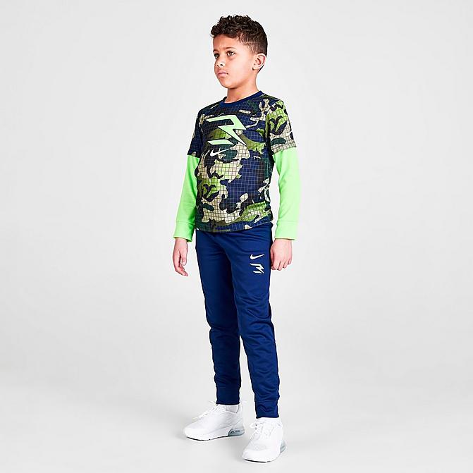 Boys Little Kids RW3 Layered Long-Sleeve T-Shirt and Jogger Pants Set in Blue/Green/Blue Void Size 4 Cotton Finish Line Boys Clothing T-shirts Long Sleeved T-shirts 