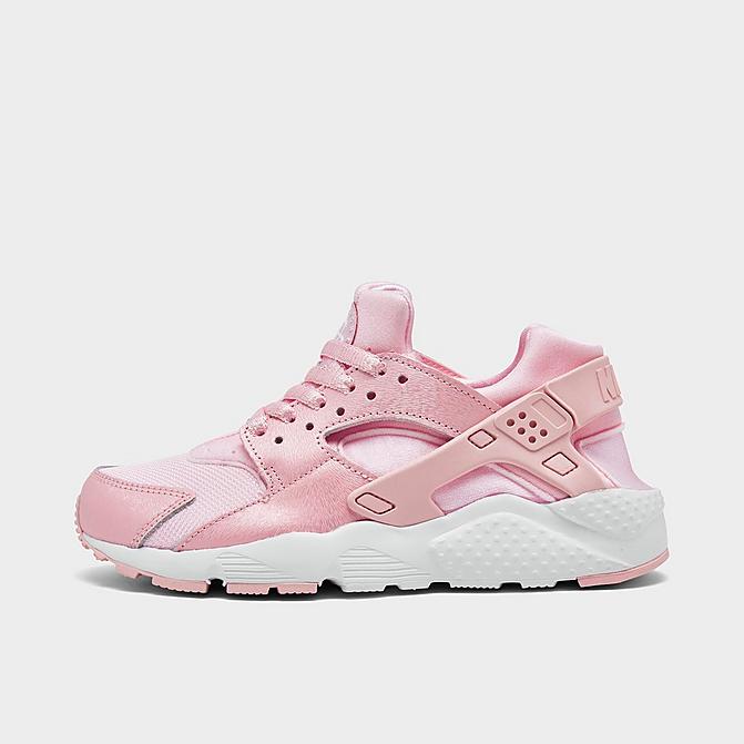 Right view of Girls' Big Kids' Nike Air Huarache Run SE Casual Shoes in Prism Pink/White Click to zoom