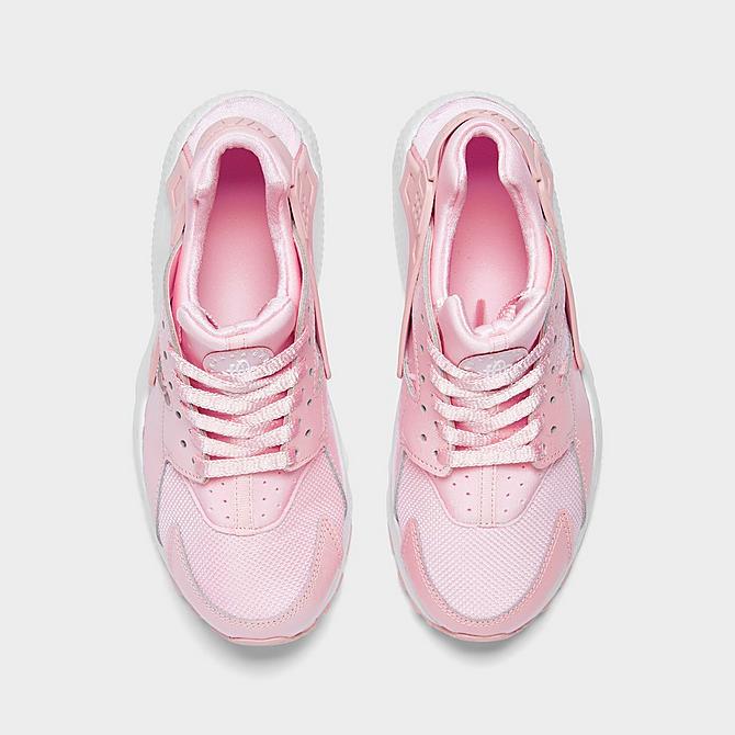 Back view of Girls' Big Kids' Nike Air Huarache Run SE Casual Shoes in Prism Pink/White Click to zoom