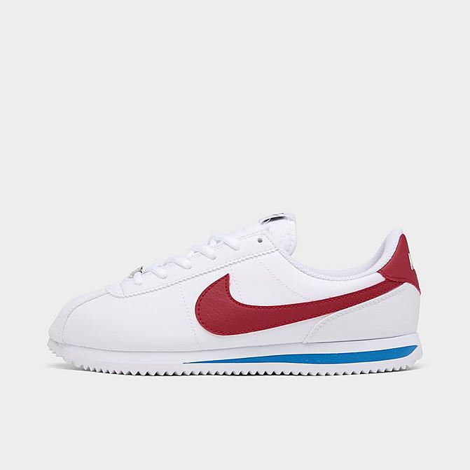 Right view of Boys' Big Kids' Nike Cortez Basic SL Casual Shoes in White/Varsity Red/Varsity Royal Click to zoom
