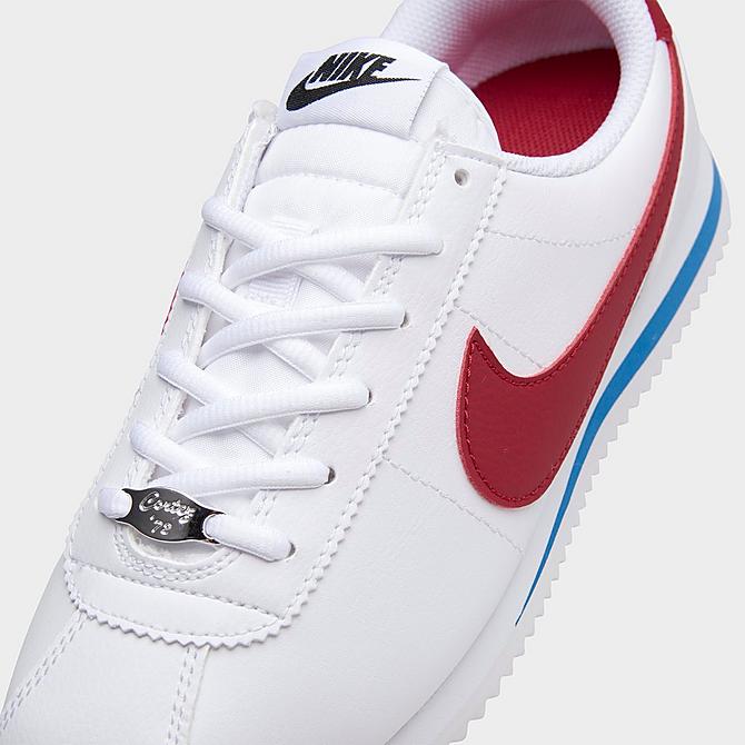 Front view of Boys' Big Kids' Nike Cortez Basic SL Casual Shoes in White/Varsity Red/Varsity Royal Click to zoom