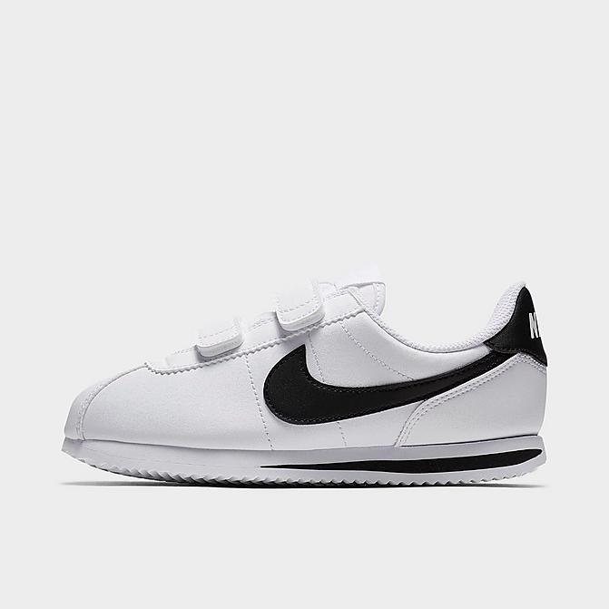 Right view of Boys' Little Kids' Nike Cortez Basic SL Casual Shoes in White/Black Click to zoom