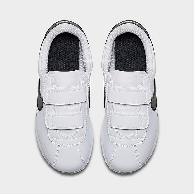 Back view of Boys' Little Kids' Nike Cortez Basic SL Casual Shoes in White/Black Click to zoom