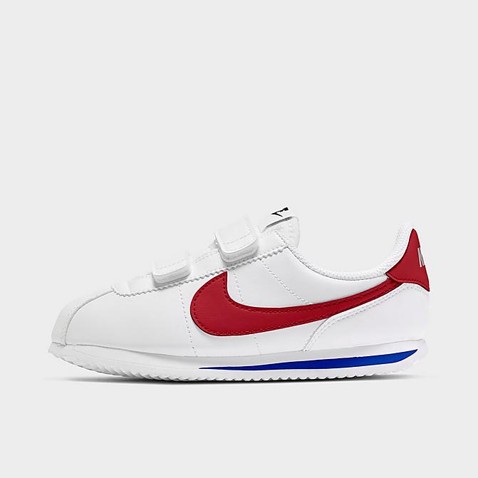 Right view of Boys' Little Kids' Nike Cortez Basic SL Casual Shoes in White/Varsity Royal/Black/Varsity Red Click to zoom