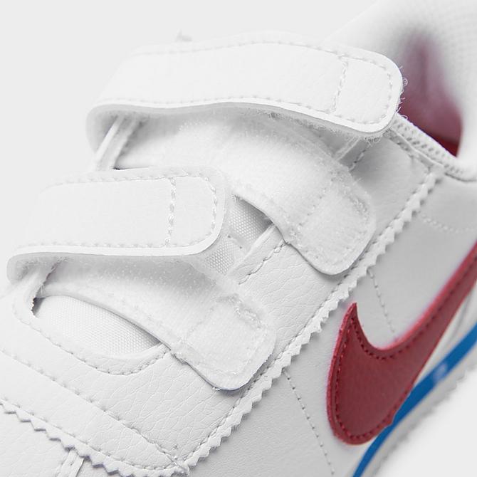 Front view of Boys' Toddler Nike Cortez Basic SL Hook-and-Loop Casual Shoes in White/Varsity Red/Varsity Royal/Black Click to zoom