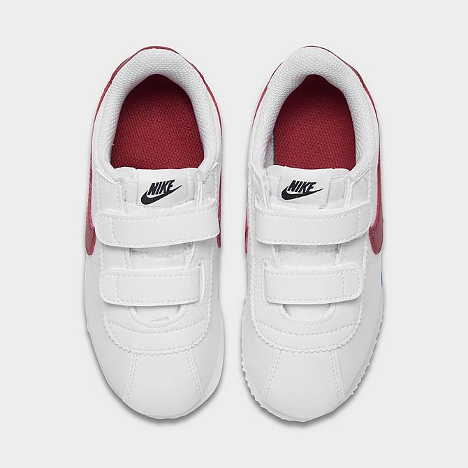 Back view of Boys' Toddler Nike Cortez Basic SL Hook-and-Loop Casual Shoes in White/Varsity Red/Varsity Royal/Black Click to zoom